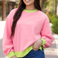 Blue Colorblock Bubble Sleeve Sweatshirt - Damesmode Afbeelding 4 - Foto 4