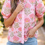 Chemise à manches bouffantes rayées rose Sweet Blooms