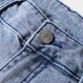 Beau Blue High Waist Button Zip Fly Bell Bottom Jeans - Damesmode Afbeelding 5 - Foto 5