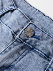 Jeans Beau Blue a vita alta con bottoni, zip e pantaloni a campana - Immagine moda femminile 5 - Miniatuur