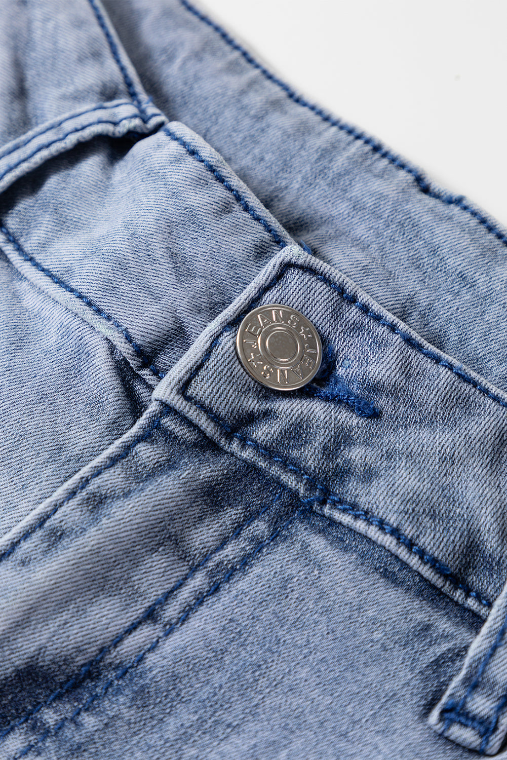 Beau Blue High Waist Button Zip Fly Bell Bottom Jeans - Damesmode Afbeelding 5