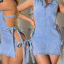 Side-Tie Sleeveless Denim Dress