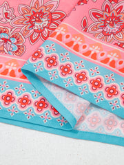 Himmelblaues Bohemien-Ethnie-Print-Spaghettiträger-Maxi-Kleid mit Spaghetti-Trägern - Miniatuur