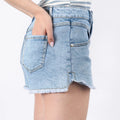 Myosotis High Waist Frayed Denim Shorts - Foto 3