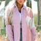 Rosa Color Pata de Gallo Color Textura Contraste Patchwork Suelta Shacket