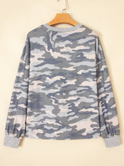 Maglione mimetica multicolore a maniche lunghe con mangione rotonda e maglia con cambio - Miniatuur