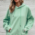 Moonlight Jade Cable Textured Baggy Solid Hoodie - Foto 3