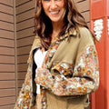 Chaqueta de punto caqui con estampado floral retallado y retallado - Foto 3