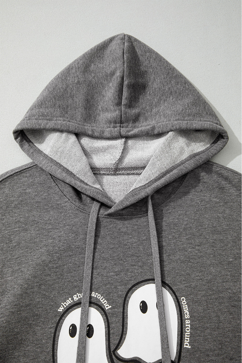 Dunkelgrauer niedlicher Halloween-Geister-Print Mineral Wash Oversize-Hoodie