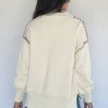Beige Drop Shoulder Game Day Letter Print Pullover Sweater - Damesmode Afbeelding 4 - Foto 4