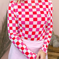 Rose Plaid Mesh Transparentes Langärmeloberteil - Foto 1