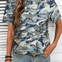 Grünes Tarnmuster-T-Shirt mit Crew-Neck