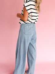 Beau Blue Solid Ganzlänge Regular Pocket Detail Wholesale Denim Jeans – Damesmode Afbeelding 4 - Miniatuur