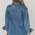 Sail Blue Rivet Embellished Western Style Regular Fit Long Sleeve Denim Jacket - Foto 2