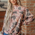 Multicolour Camouflage Western Style Pullover Sweatshirt - Foto 1