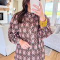 Brown Floral Print Button Front Ruffle Hem Midi Dress - Damesmode Afbeelding 5 - Foto 5