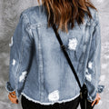 Veste en jean veste en jean à revers bleu ciel usée - Foto 2