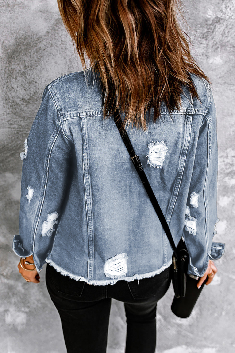Veste en jean veste en jean à revers bleu ciel usée