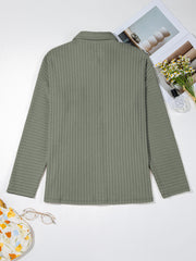 Camisa de hombros recaída Mist Green Thermal Ribbed Texture - Miniatuur
