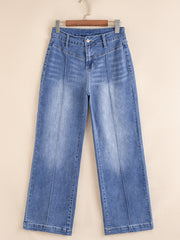 Vaqueros Beau Blue Tailored Center Seam Detail Straight Loose High Rise - Damesmode Afbeelding 4 - Miniatuur