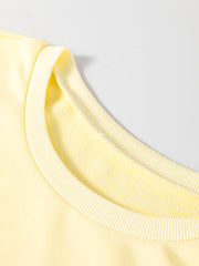 Œillets crème jaunes Broderie à manches à manches à découpage Chemise ample - Miniatuur