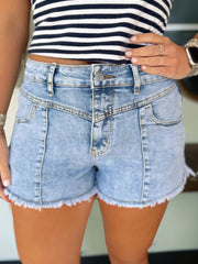 Myosotis High Waist Frayed Denim Shorts - Miniatuur