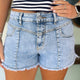 Myosotis Hoge Taille Frayed Spijkerstof Shorts