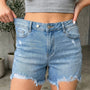 Beau Blauw Asymmetrisk Rå Fåll Slitna Whiskery Spijkerstof-shorts