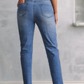 Sky Blue Double Button Raw Hem Slim Fit Jeans - Foto 2