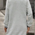 Robe T-shirt Preppy à manches longues à décolleté rayé gris clair - Foto 4