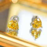 2 Carat Yellow Heart Moissanite Platinum-Plated Earrings | Redblad 18K Solid Gold & Certified Diamond Earrings