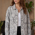 Veste en jean à col clouté à clous à motifs de léopard kaki - Foto 3
