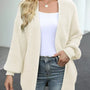 Chunky Knit Open Front Cardigan with Lantern Sleeves