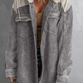 Chaqueta de pana con capucha con botones y bloque de color gris - Foto 4