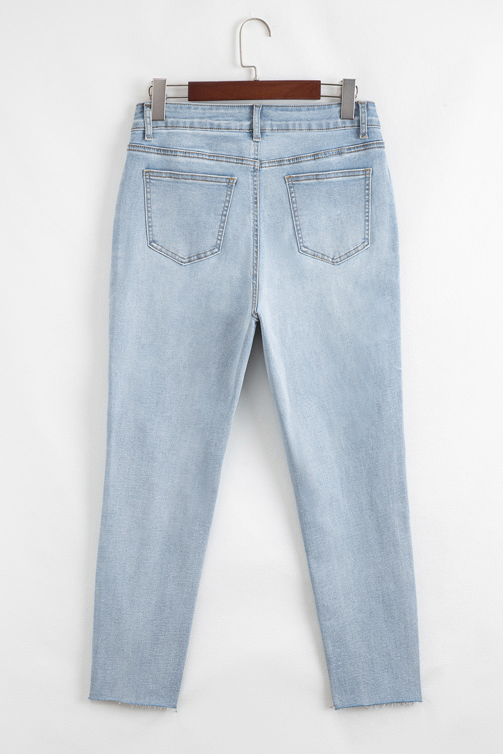 Beau Blue Mid Rise Ankle-Length Distressed Skinny Jeans - Damesmode Afbeelding 4
