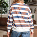 Khaki Stripe Crew Neck Drop Shoulder Sweatover Sweatshirt - Foto 5