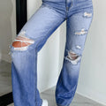 Myosotis Mid Rise Belastete Vorschau auf Jeans mit geraden Beinen - Foto 5