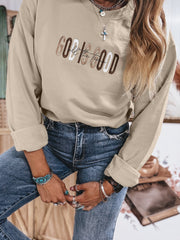 Jet Stream GOD IS GOOD Western-Pullover mit gesticktem Buchstaben und Crewneck-Pullover - Miniatuur