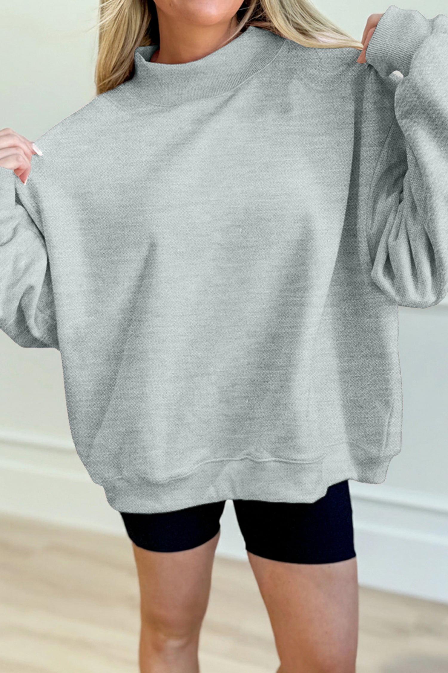 Grå ensfarvet oversized mock neck sweatshirt