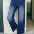 Sky Blue Chic Nahtdetail Raw Hem, Knöchellängt Jeans - Foto 1