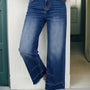 Sky Blue Chic Seam Detail Raw Hem Ankle Length Jeans