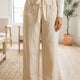 Abrikoos Stripe Ribbon met Trekkoord Waist Full-Length Shift Pant