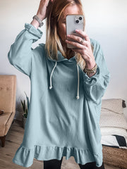 Sudadera sudadera sudadera con sudadera con bajo liso con volantes y ajuste holgado azul islandesa - Miniatuur