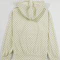 Grün karierter Muster mit Känguru-Taschen-Kordel-Hoodie - Foto 4