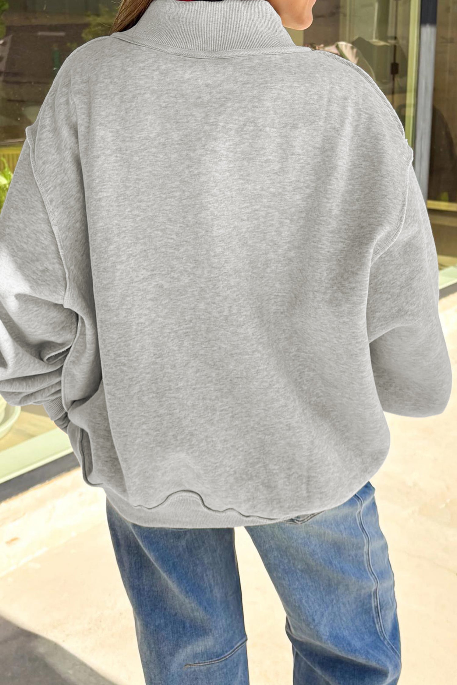 Hellgrauer FOOTBALL GAMEDAY doppelseitiger bedruckter hochausgeschnittener reversibler Pullover