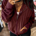 Graue Waffel-Spleißjacke mit Reißverschluss vorne und Kapuzenjacke mit Knopfen - Foto 4