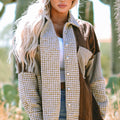 Rosa Color Pata de Gallo Color Textura Contraste Patchwork Suelta Shacket - Foto 4