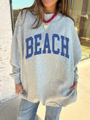 Light Grey Mock Neck Graphic Print Reversible Sweatshirt - Miniatuur