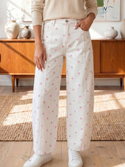 Blau maßgeschneiderte Polka-Dot-Print Casual Jeans – Damenmode Bild 4 - Miniatuur