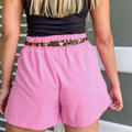Oatmeal Leopard Contrast Sash Belt Plissiertenshorts mit weiten Beinen - Foto 5